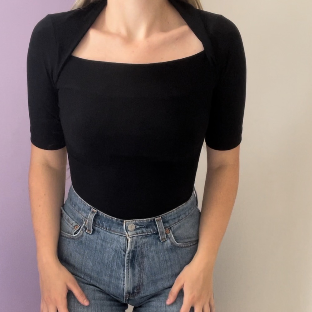 Black Half-Sleeve Blouse